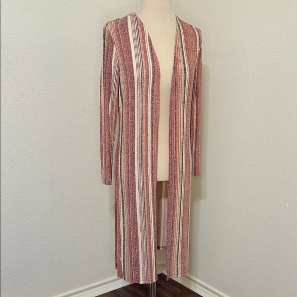 Another Reason Autumn Fall Striped Long Cardigan Topper Size S Small
